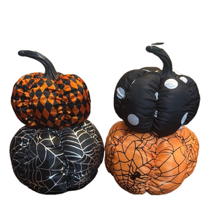 Halloween Fabric Plush Pumpkin Decor Set - Black and Orange